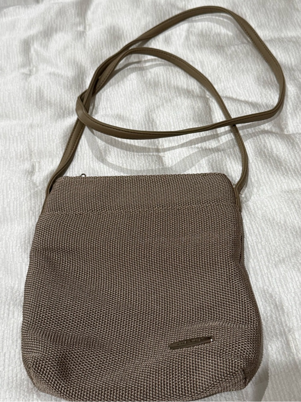 Nine West Taupe Woven Crossbody Bag